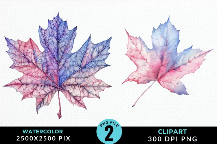 Watercolor Fall Leaves Design Clipart