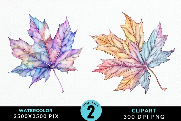 Watercolor Fall Leaves Design Clipart