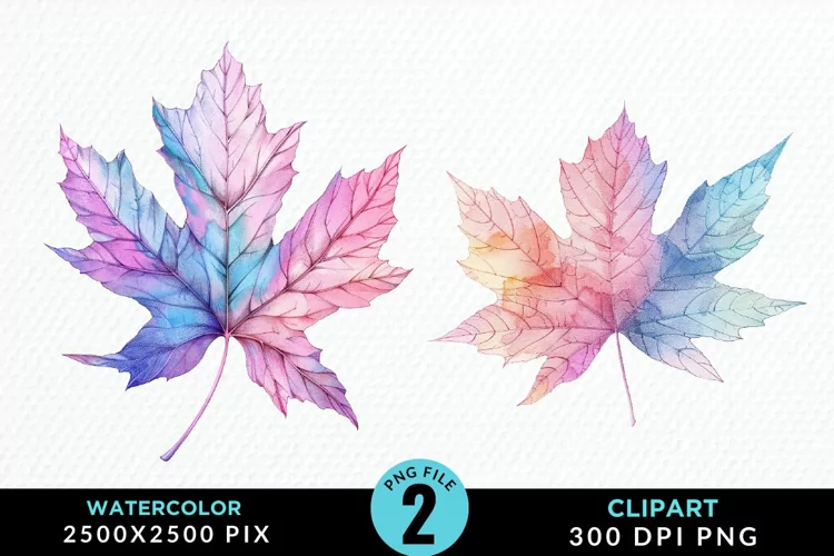 Watercolor Fall Leaves Design Clipart