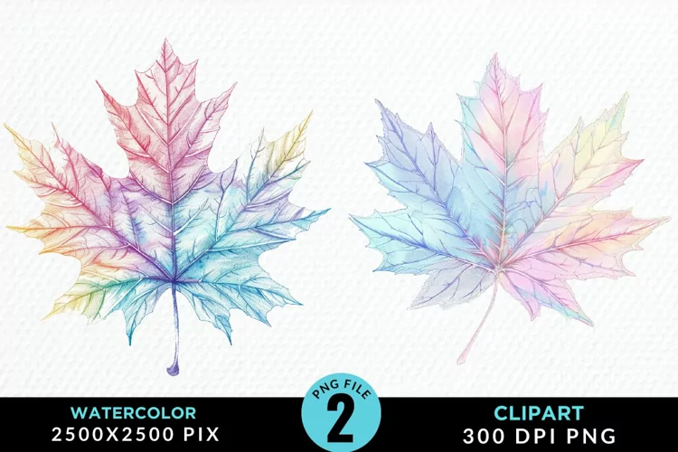 Watercolor Fall Leaves PNG Clipart