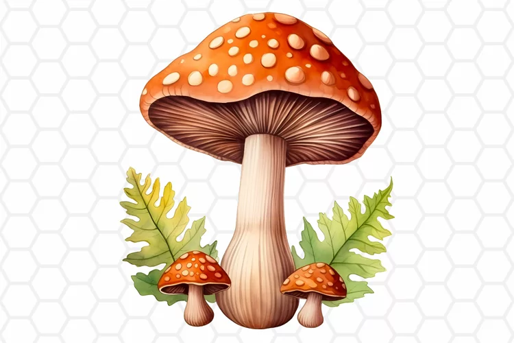 Watercolor Fall Mushroom Clipart, Sublimation PNG