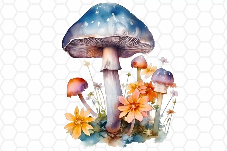 Watercolor Fall Mushroom Clipart, Sublimation PNG