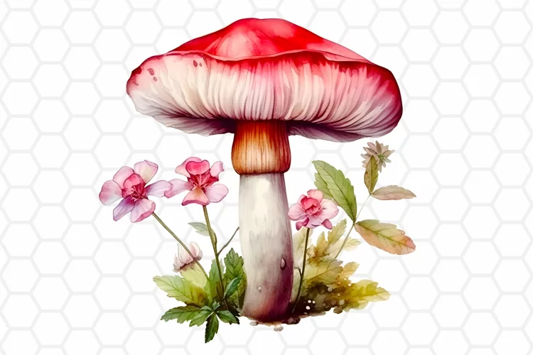 Watercolor Fall Mushroom Clipart, Sublimation PNG