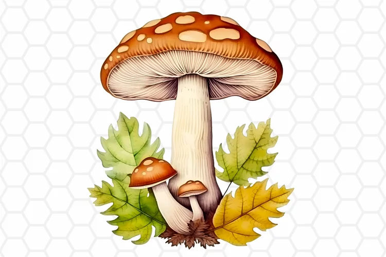 Watercolor Fall Mushroom Clipart, Sublimation PNG