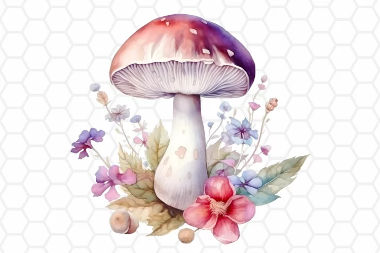 Watercolor Fall Mushroom Clipart, Sublimation PNG