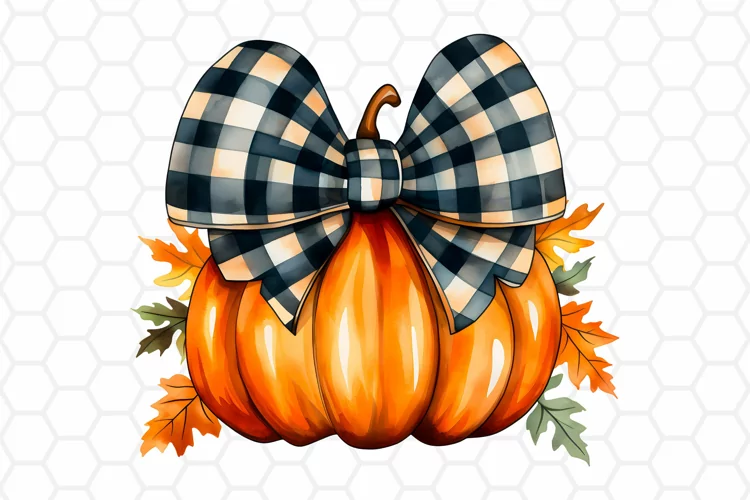 Retro Watercolor Fall Pumpkin Clipart, Sublimation PNG