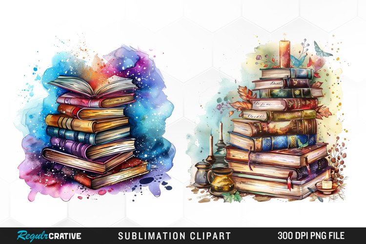 Watercolor Fantasy Books PNG Clipart