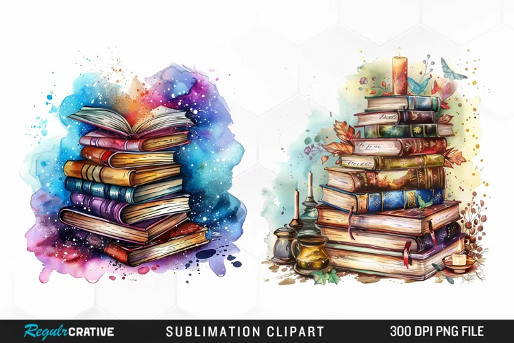 Watercolor Fantasy Books PNG Clipart
