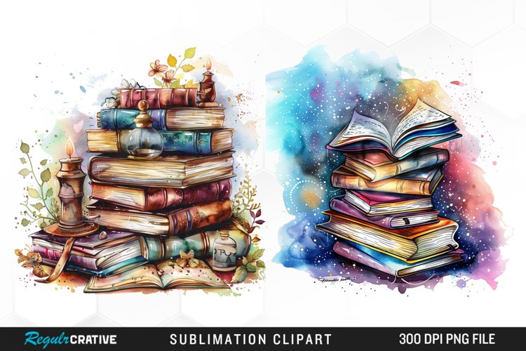 Watercolor Book Clipart Image 23