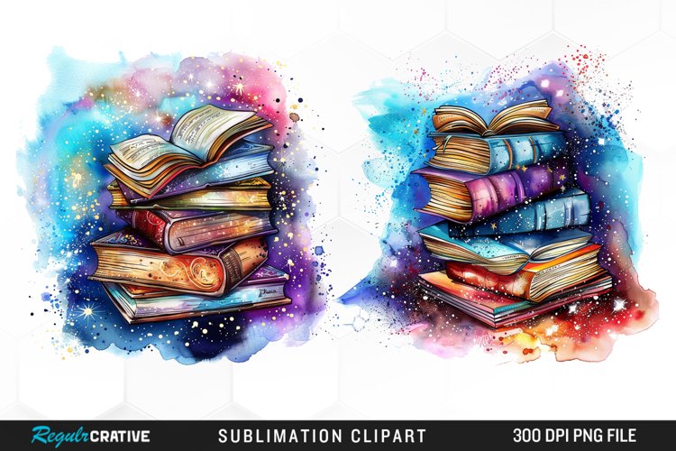 Watercolor Book Clipart Image 9