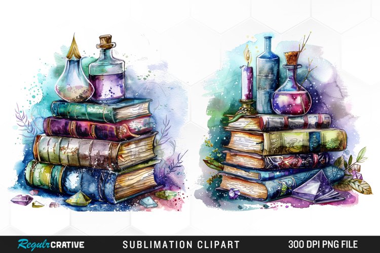 Watercolor Book Clipart Image 6