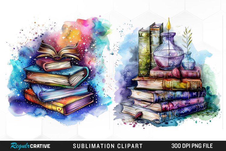 Watercolor Book Clipart Image 8