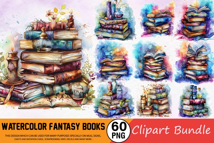 Watercolor Book Clipart Image 4