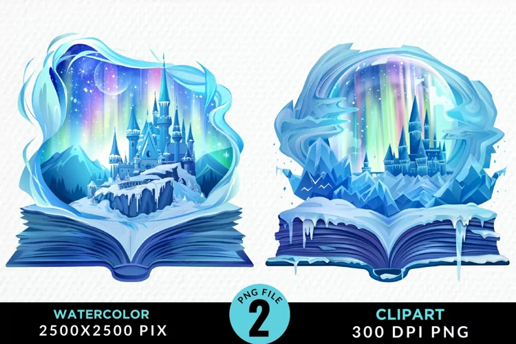 Watercolor Fantasy Books Collection Clipart