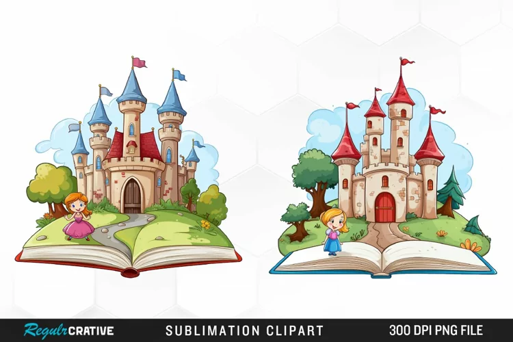 Watercolor Fantasy Books Graphic Clipart