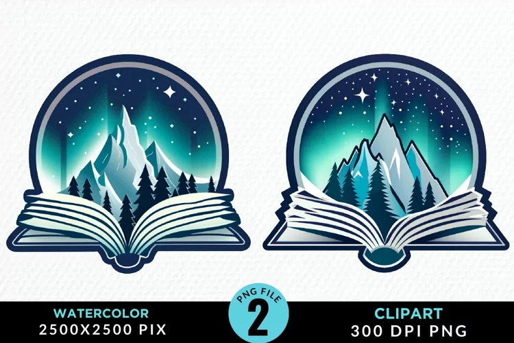Watercolor Fantasy Books Collection Art Clipart
