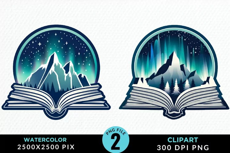 Watercolor Fantasy Books Collection Clipart