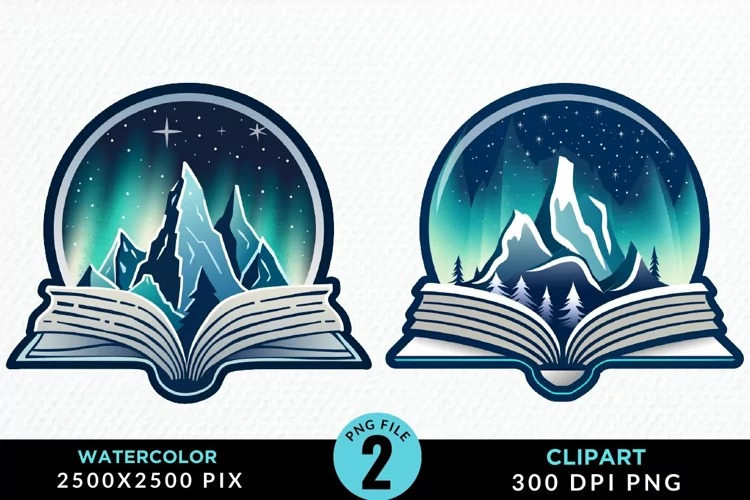 Watercolor Fantasy Books Collection Clipart