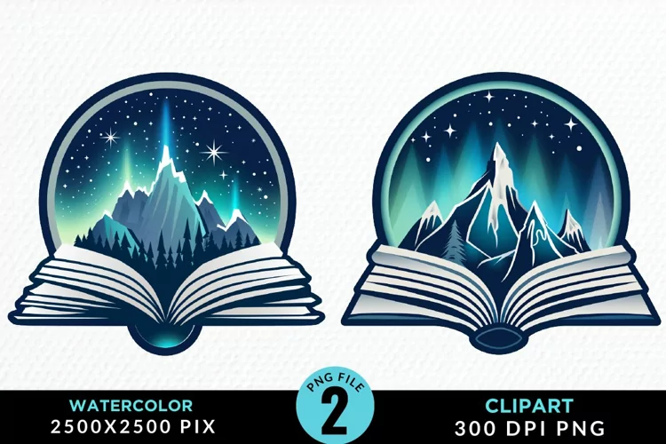 Watercolor Fantasy Books Collection Clipart