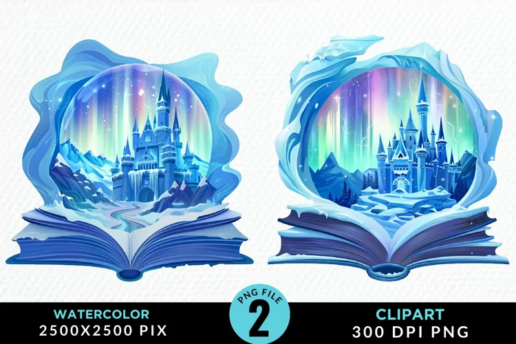 Watercolor Fantasy Books Collection Clipart
