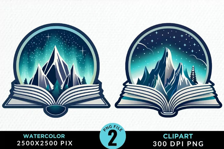 Watercolor Fantasy Books Collection Clipart