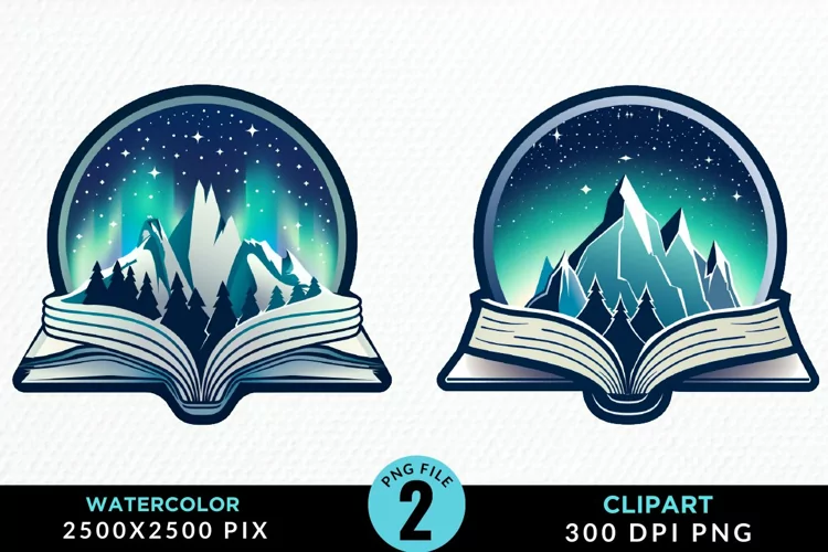 Watercolor Fantasy Books Collection Art Clipart