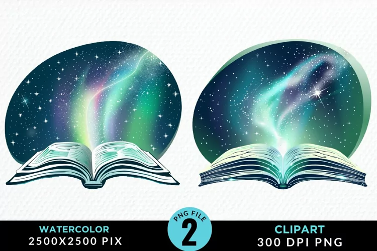 Watercolor Fantasy Books Collection Clipart