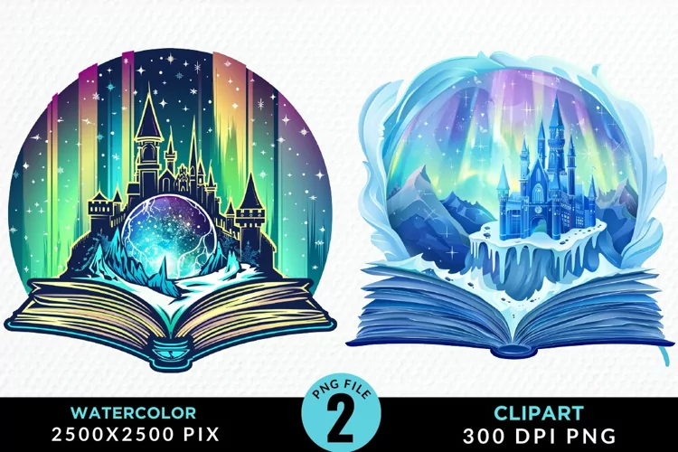 Watercolor Fantasy Books Collection ClipartArt Clipart