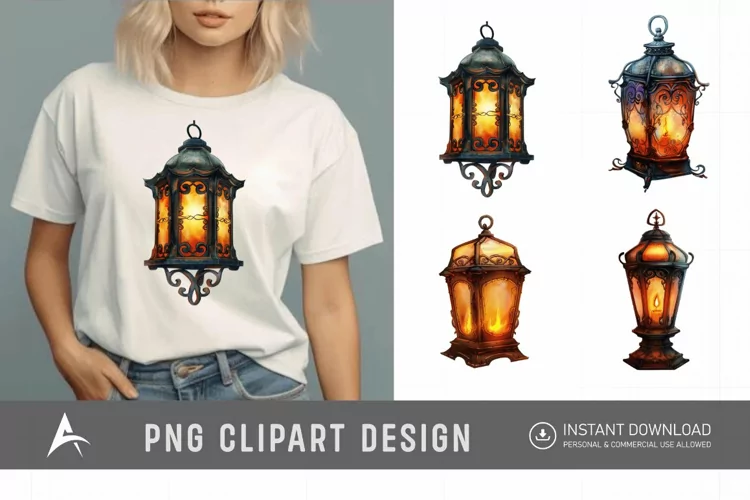 Watercolor Fantasy Lanterns Clipart
