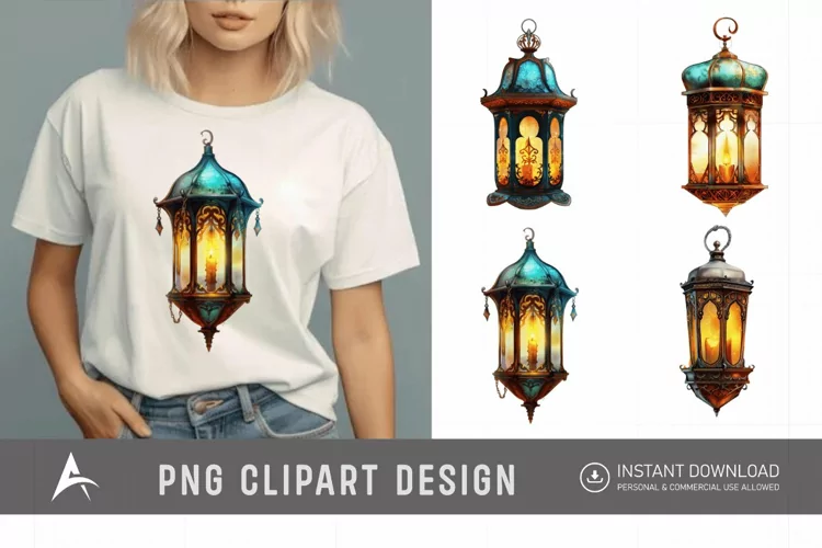 Watercolor Fantasy Lanterns Clipart