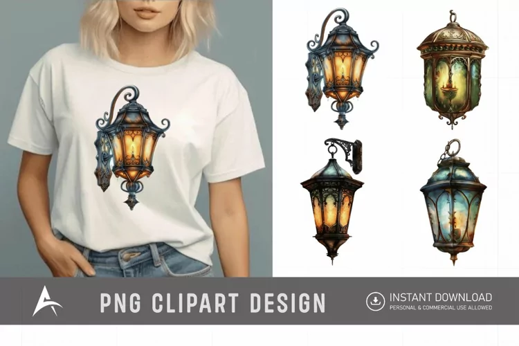 Watercolor Fantasy Lanterns Clipart