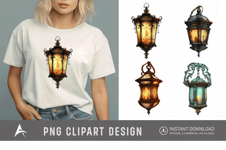 Watercolor Fantasy Lanterns Clipart