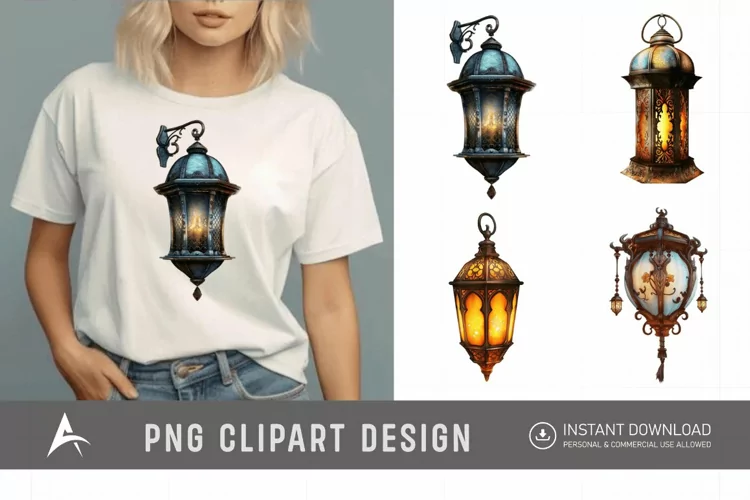 Watercolor Fantasy Lanterns Clipart