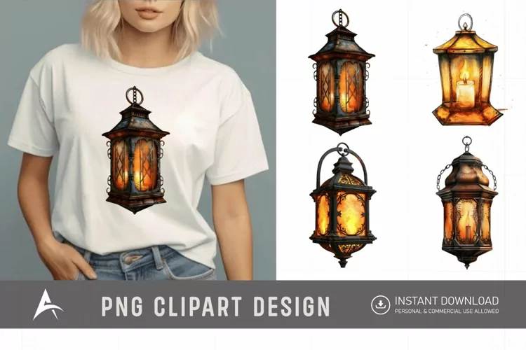 Watercolor Fantasy Lanterns Clipart