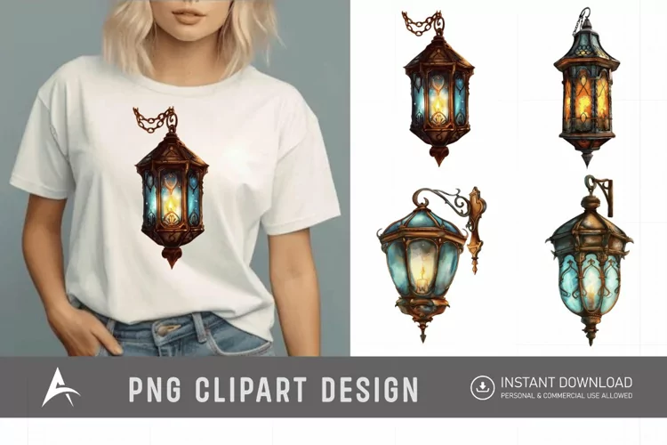 Watercolor Fantasy Lanterns Clipart