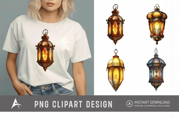 Watercolor Fantasy Lanterns Clipart