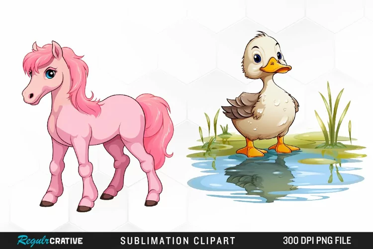 Watercolor Farm Animals Clipart