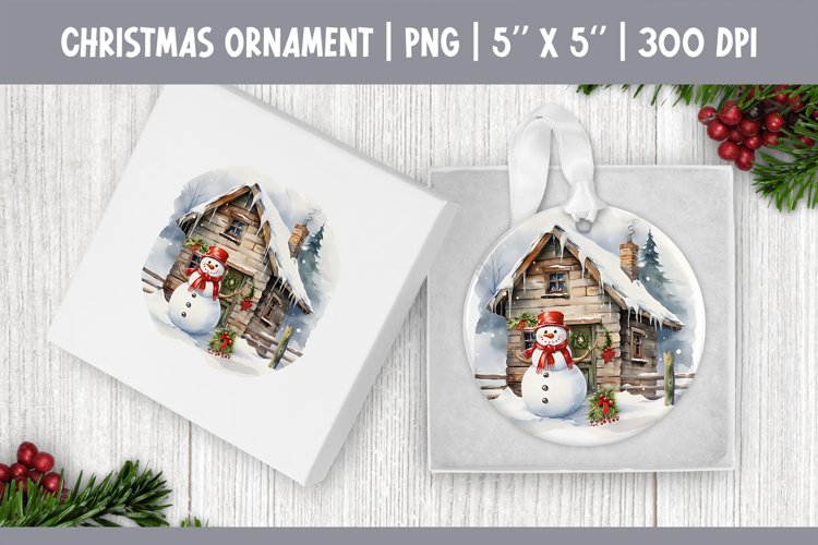 Watercolor Christmas Ornament Sublimation | Farm & Snowman