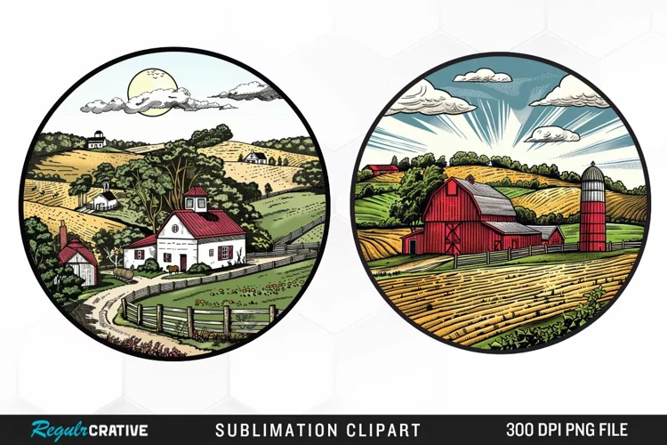 Watercolor Farm Illustration PNG Clipart