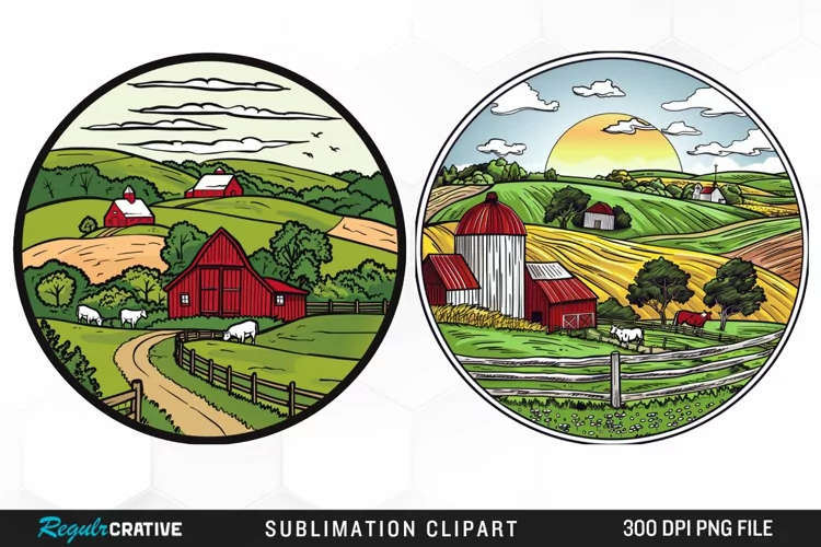 Watercolor Farm Illustration PNG Clipart