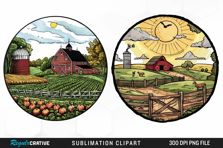 Watercolor Farm Illustration PNG Clipart