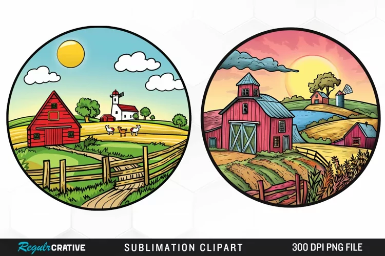 Watercolor Farm Illustration PNG Clipart