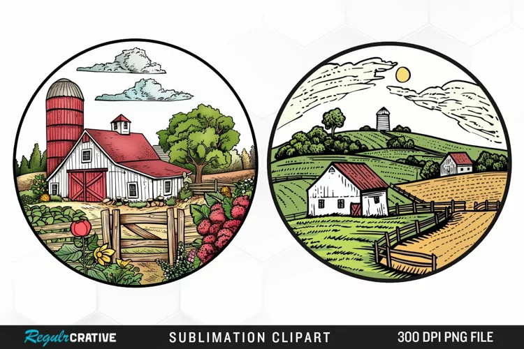 Watercolor Farm Illustration PNG Clipart