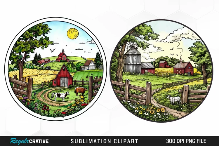 Watercolor Farm Illustration PNG Clipart