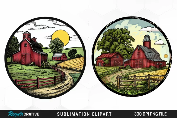 Watercolor Farm Illustration PNG Clipart
