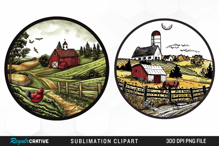 Watercolor Farm Illustration PNG Clipart