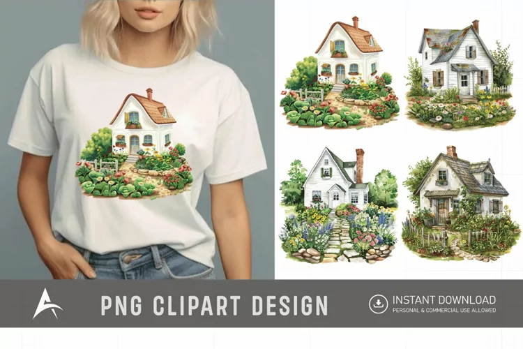 Watercolor Farmhouse Clipart