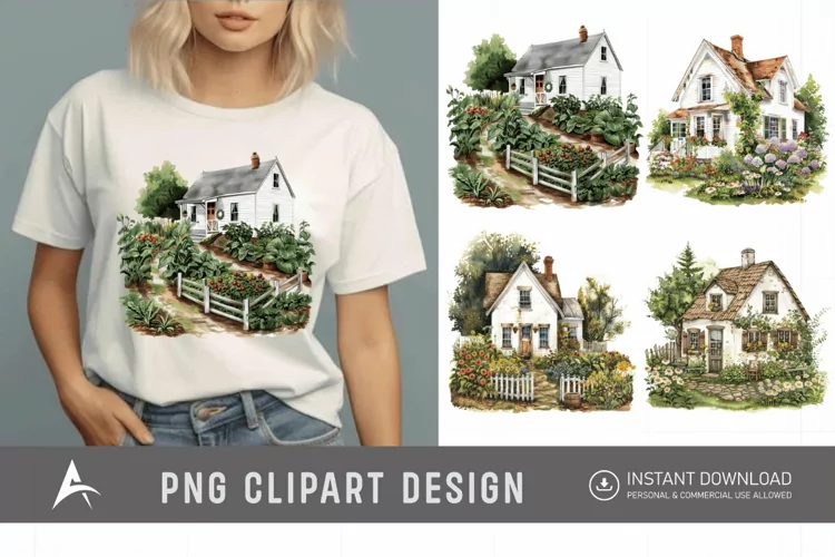 Watercolor Farmhouse Clipart