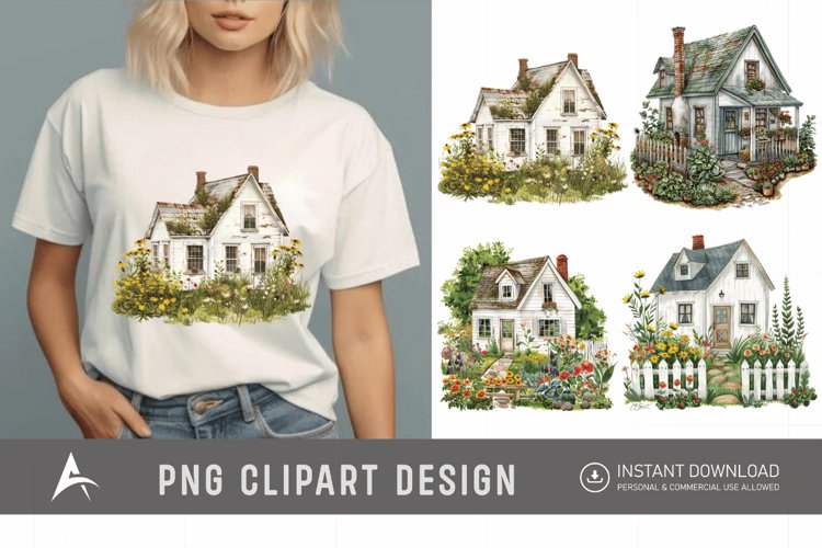 Watercolor Farmhouse Clipart