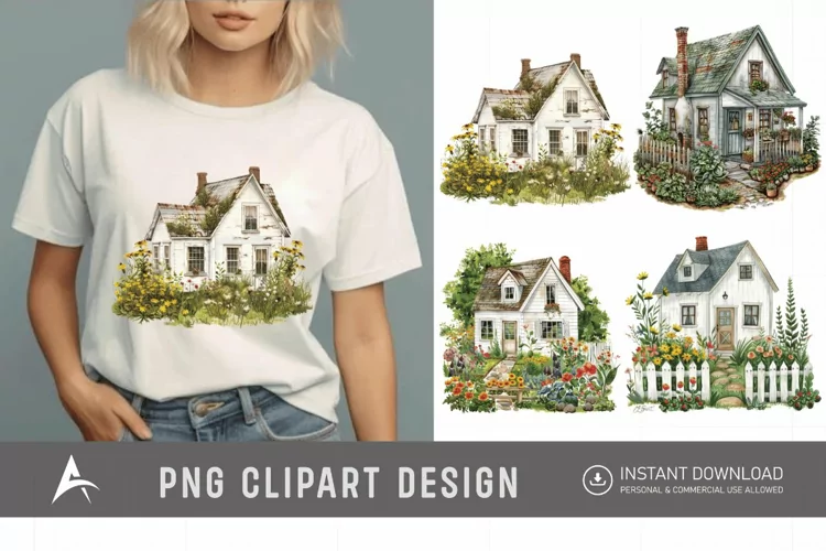 Watercolor Farmhouse Clipart